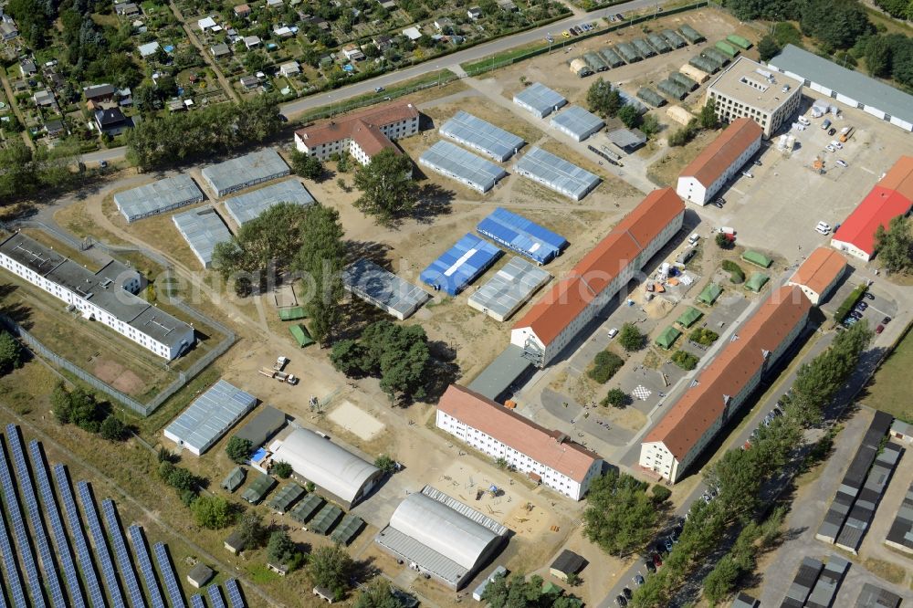 Aerial photograph Eisenhüttenstadt - Refugee - buildings der ZABH Zentrale Auslaenderbehoerde in Eisenhuettenstadt in the state Brandenburg