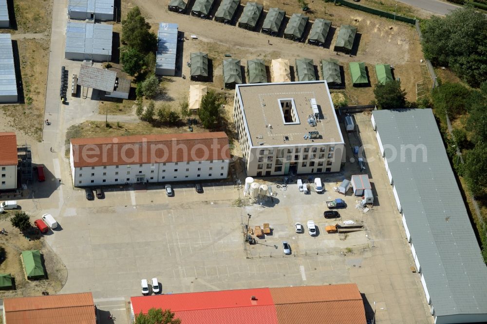 Aerial photograph Eisenhüttenstadt - Refugee - buildings der ZABH Zentrale Auslaenderbehoerde in Eisenhuettenstadt in the state Brandenburg