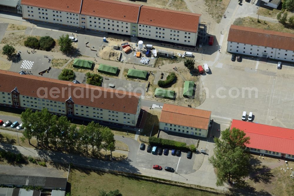 Aerial image Eisenhüttenstadt - Refugee - buildings der ZABH Zentrale Auslaenderbehoerde in Eisenhuettenstadt in the state Brandenburg