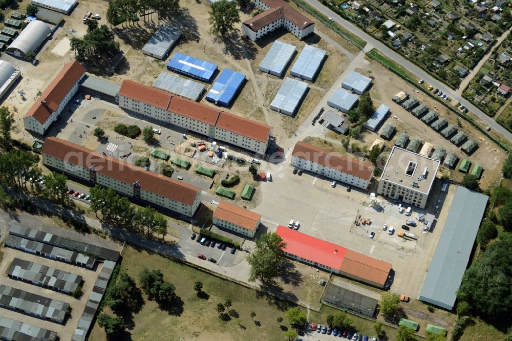 Aerial photograph Eisenhüttenstadt - Refugee - buildings der ZABH Zentrale Auslaenderbehoerde in Eisenhuettenstadt in the state Brandenburg