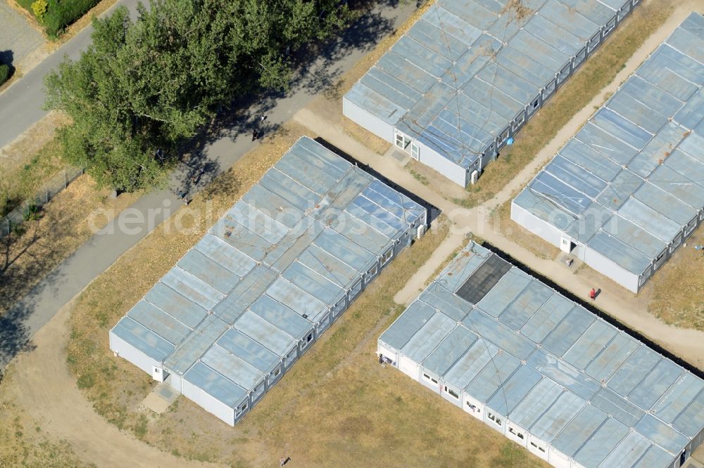 Eisenhüttenstadt from the bird's eye view: Refugee - buildings der ZABH Zentrale Auslaenderbehoerde in Eisenhuettenstadt in the state Brandenburg