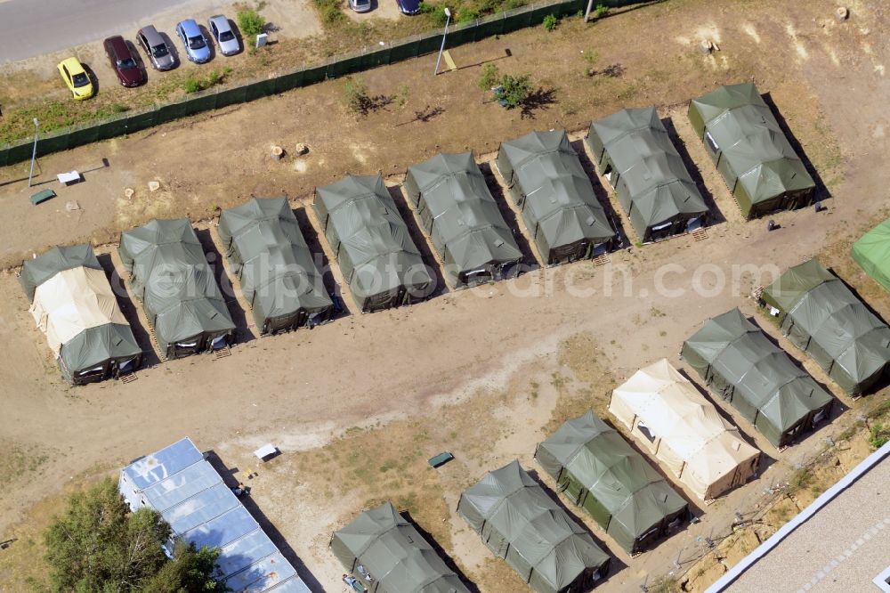 Aerial photograph Eisenhüttenstadt - Refugee - buildings der ZABH Zentrale Auslaenderbehoerde in Eisenhuettenstadt in the state Brandenburg