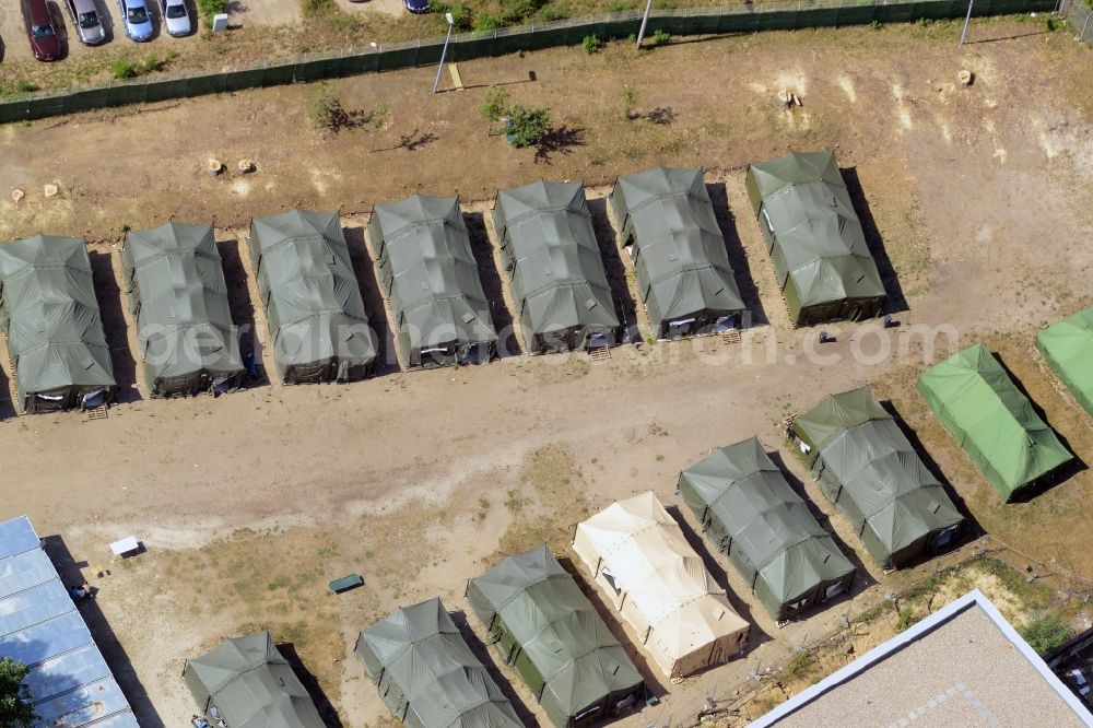 Eisenhüttenstadt from the bird's eye view: Refugee - buildings der ZABH Zentrale Auslaenderbehoerde in Eisenhuettenstadt in the state Brandenburg