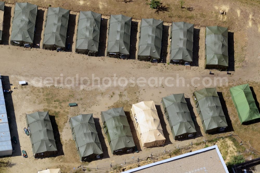 Aerial image Eisenhüttenstadt - Refugee - buildings der ZABH Zentrale Auslaenderbehoerde in Eisenhuettenstadt in the state Brandenburg