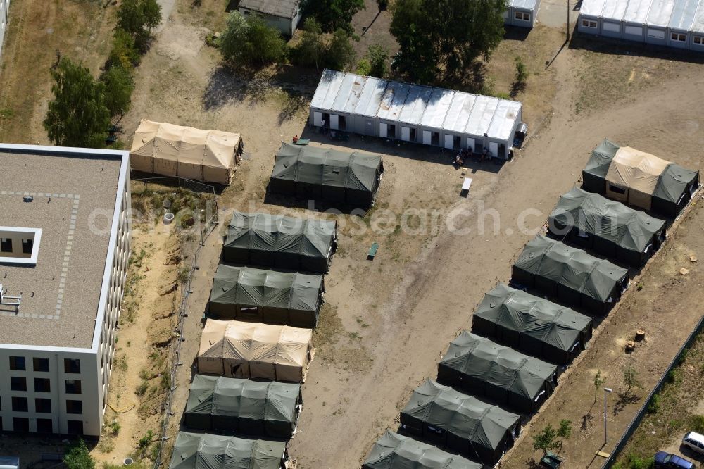 Eisenhüttenstadt from the bird's eye view: Refugee - buildings der ZABH Zentrale Auslaenderbehoerde in Eisenhuettenstadt in the state Brandenburg