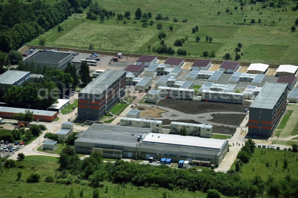 Halberstadt from the bird's eye view: Refugee - buildings Zentrale Anlaufstelle fuer Asylbewerber on Friedrich-List-Strasse in Halberstadt in the state Saxony-Anhalt