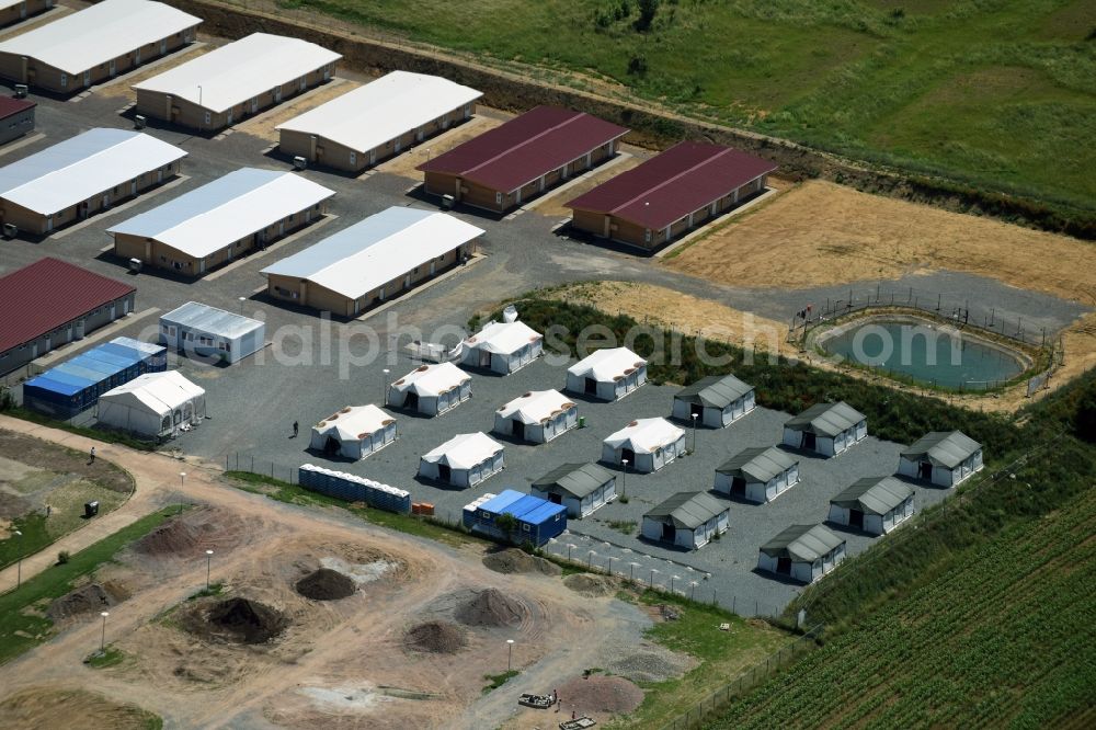 Halberstadt from the bird's eye view: Refugee - buildings Zentrale Anlaufstelle fuer Asylbewerber on Friedrich-List-Strasse in Halberstadt in the state Saxony-Anhalt