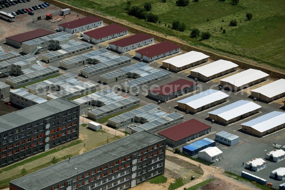 Aerial image Halberstadt - Refugee - buildings Zentrale Anlaufstelle fuer Asylbewerber on Friedrich-List-Strasse in Halberstadt in the state Saxony-Anhalt