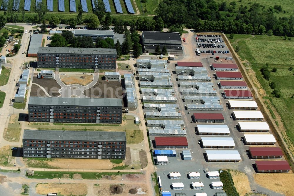 Halberstadt from the bird's eye view: Refugee - buildings Zentrale Anlaufstelle fuer Asylbewerber on Friedrich-List-Strasse in Halberstadt in the state Saxony-Anhalt