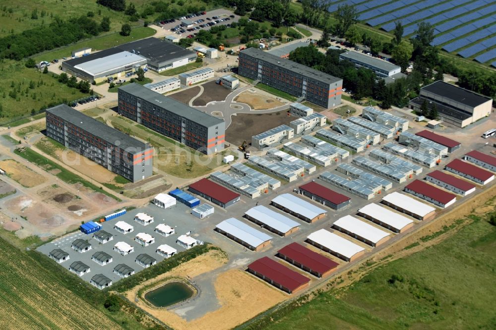 Aerial photograph Halberstadt - Refugee - buildings Zentrale Anlaufstelle fuer Asylbewerber on Friedrich-List-Strasse in Halberstadt in the state Saxony-Anhalt