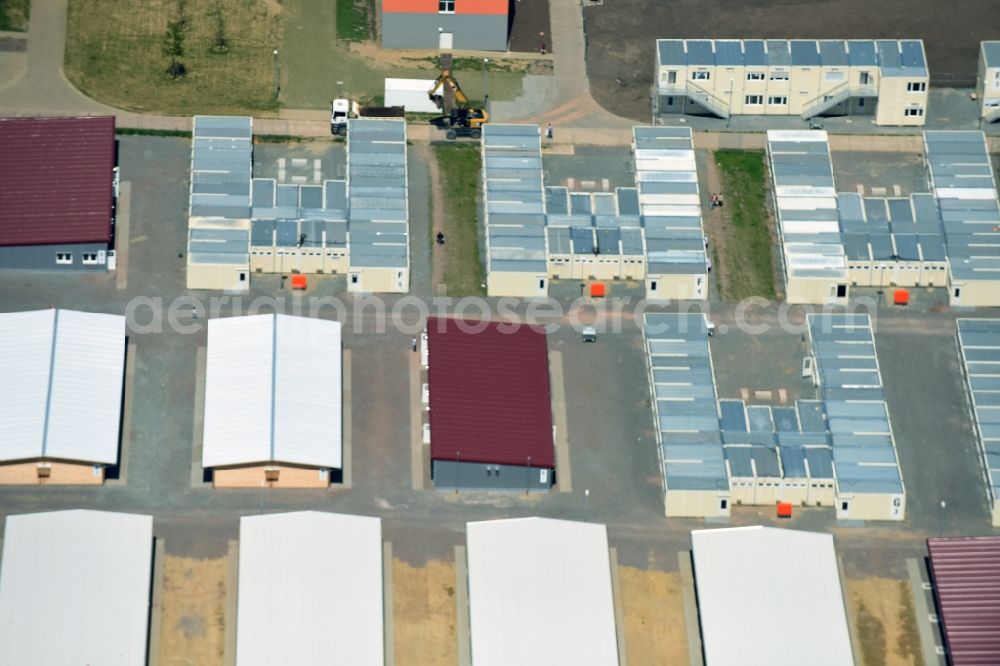 Halberstadt from the bird's eye view: Refugee - buildings Zentrale Anlaufstelle fuer Asylbewerber on Friedrich-List-Strasse in Halberstadt in the state Saxony-Anhalt