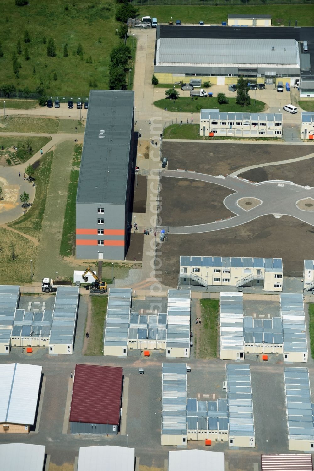 Aerial image Halberstadt - Refugee - buildings Zentrale Anlaufstelle fuer Asylbewerber on Friedrich-List-Strasse in Halberstadt in the state Saxony-Anhalt