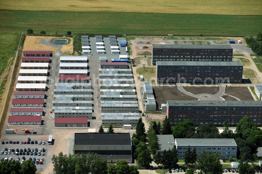 Halberstadt from the bird's eye view: Refugee - buildings Zentrale Anlaufstelle fuer Asylbewerber on Friedrich-List-Strasse in Halberstadt in the state Saxony-Anhalt