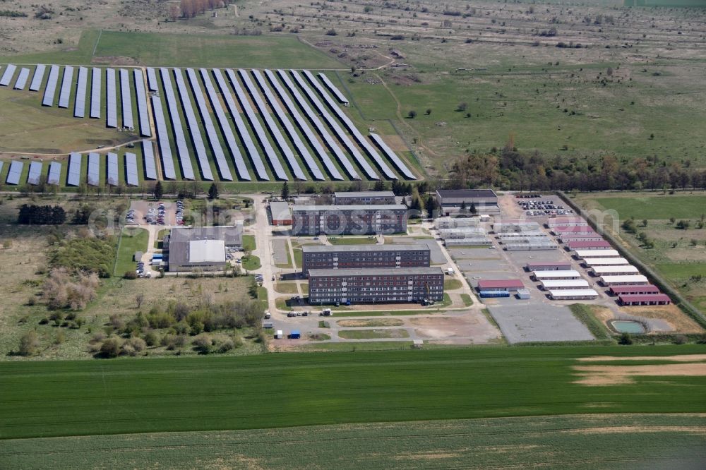 Halberstadt from the bird's eye view: Refugee - buildings Zentrale Anlaufstelle fuer Asylbewerber on Friedrich-List-Strasse in Halberstadt in the state Saxony-Anhalt