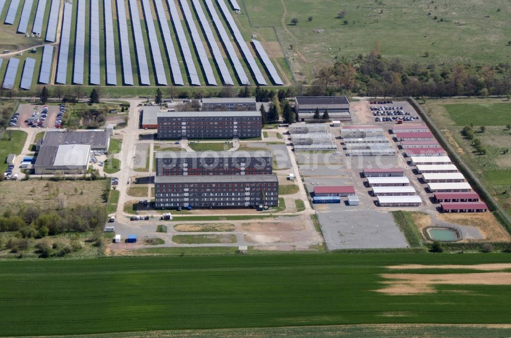 Aerial image Halberstadt - Refugee - buildings Zentrale Anlaufstelle fuer Asylbewerber on Friedrich-List-Strasse in Halberstadt in the state Saxony-Anhalt