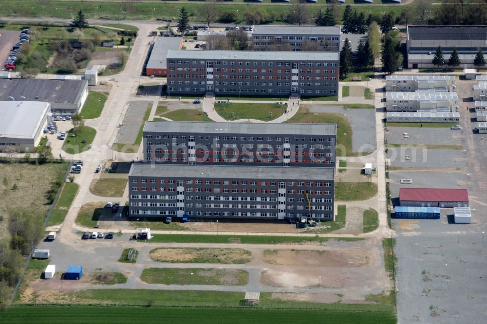 Aerial photograph Halberstadt - Refugee - buildings Zentrale Anlaufstelle fuer Asylbewerber on Friedrich-List-Strasse in Halberstadt in the state Saxony-Anhalt