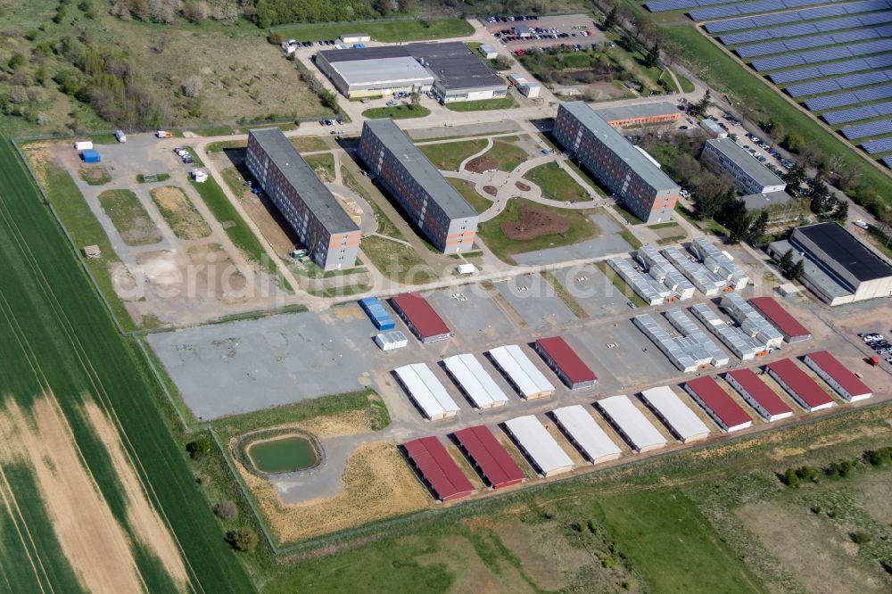 Halberstadt from the bird's eye view: Refugee - buildings Zentrale Anlaufstelle fuer Asylbewerber on Friedrich-List-Strasse in Halberstadt in the state Saxony-Anhalt