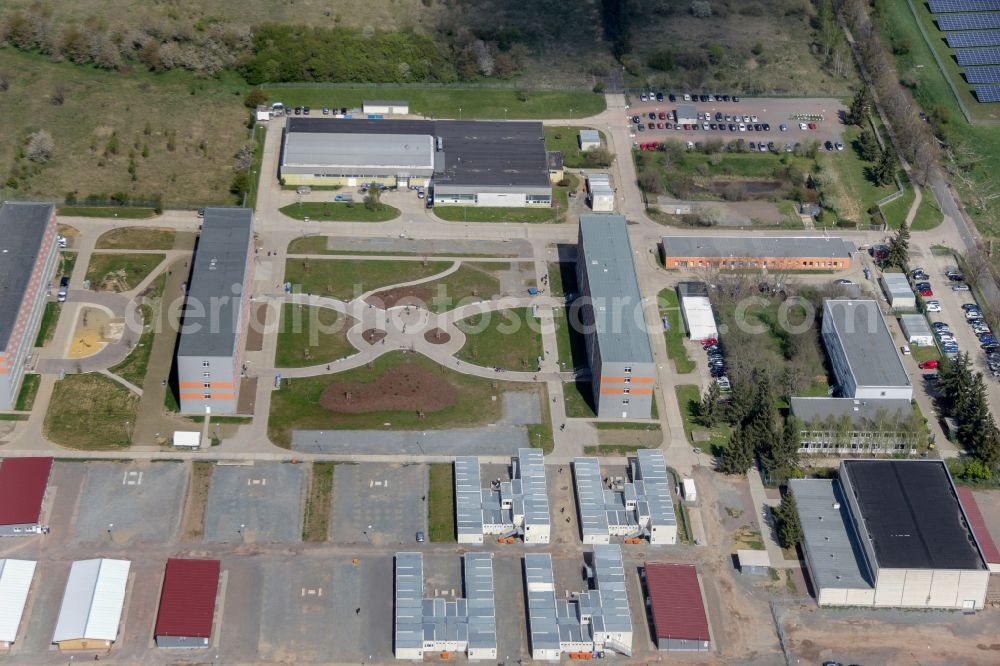 Aerial image Halberstadt - Refugee - buildings Zentrale Anlaufstelle fuer Asylbewerber on Friedrich-List-Strasse in Halberstadt in the state Saxony-Anhalt