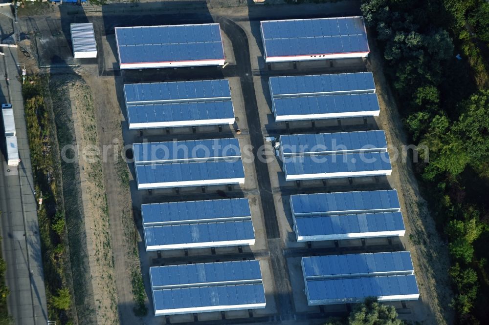 Aerial photograph Berlin - Construction site for the new building of Asylum accommodation buildings Zossener Strasse in Berlin