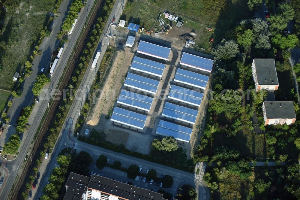 Aerial image Berlin - Construction site for the new building of Asylum accommodation buildings Zossener Strasse in Berlin