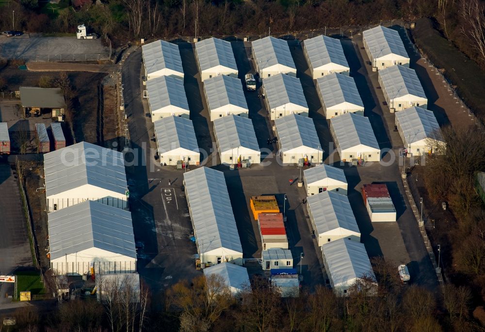 Aerial image Herne - Refugees Home camp as temporary shelter on Dorstener Strasse in Herne in the state North Rhine-Westphalia