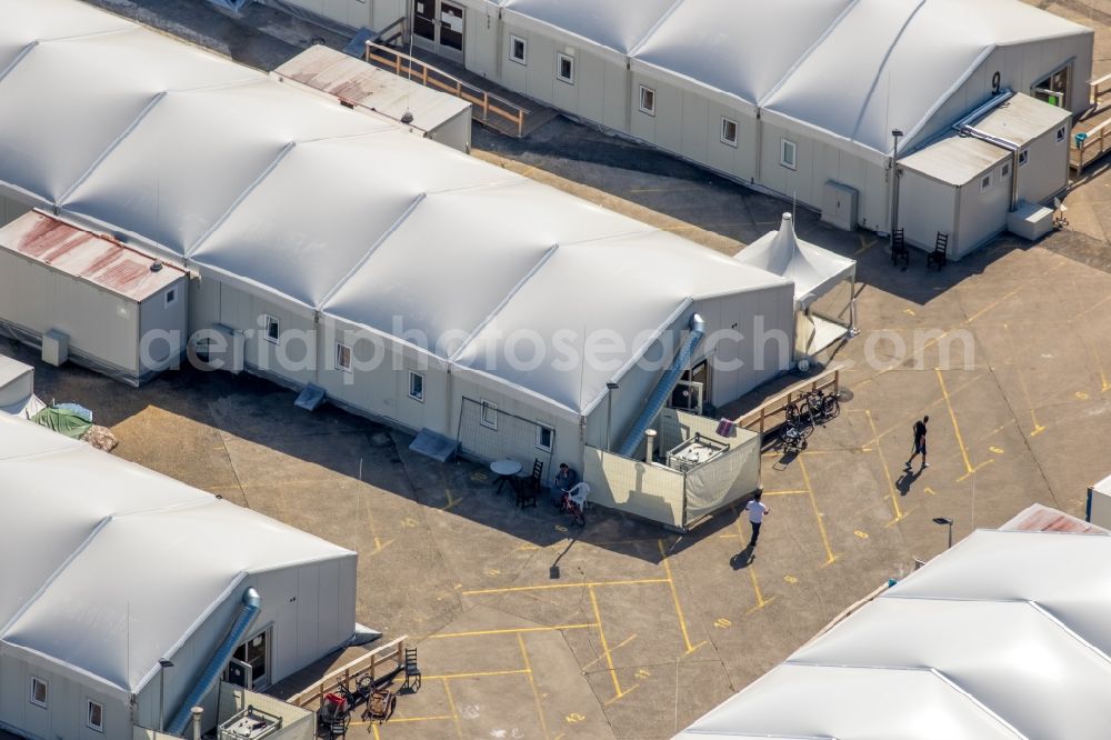 Aerial photograph Bochum - Refugees Home camp as temporary shelter on Alte Wittener Strasse in Bochum in the state North Rhine-Westphalia