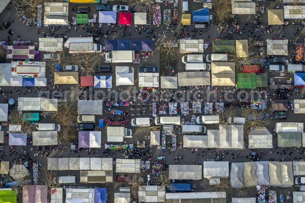 Aerial photograph Dortmund - View of Flea market in the parking lot of the University of Dortmund in North Rhine-Westphalia