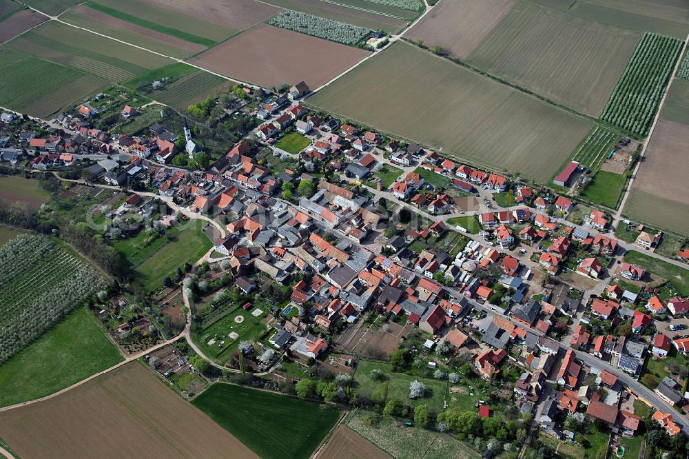 Flonheim from above - Flonheim, a district of Alzey-Land in Rhineland-Palatinate