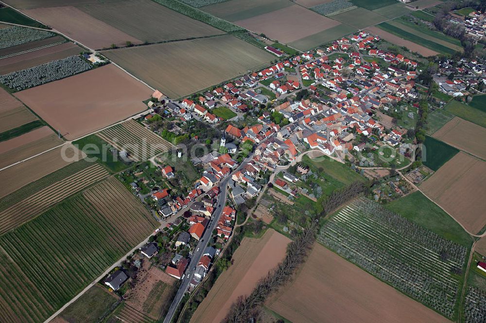 Flonheim from above - Flonheim, a district of Alzey-Land in Rhineland-Palatinate