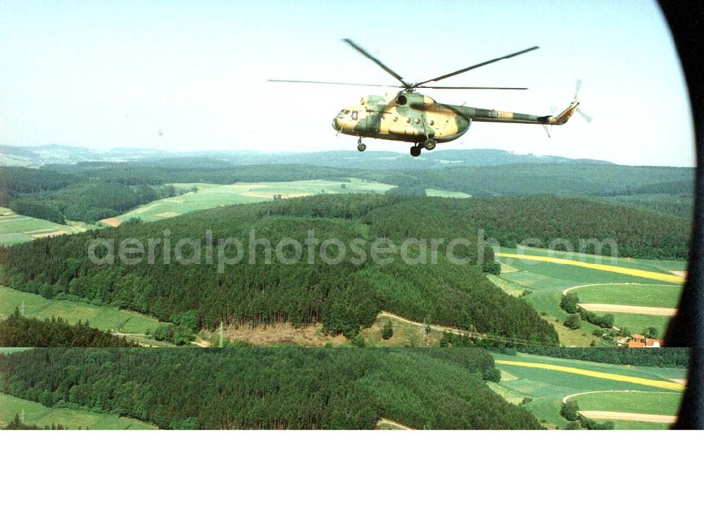 Aerial image bei Hammelburg / Bayern - Flug einer Mi-8 der Bundeswehr nach Hammelburg / Bayern.