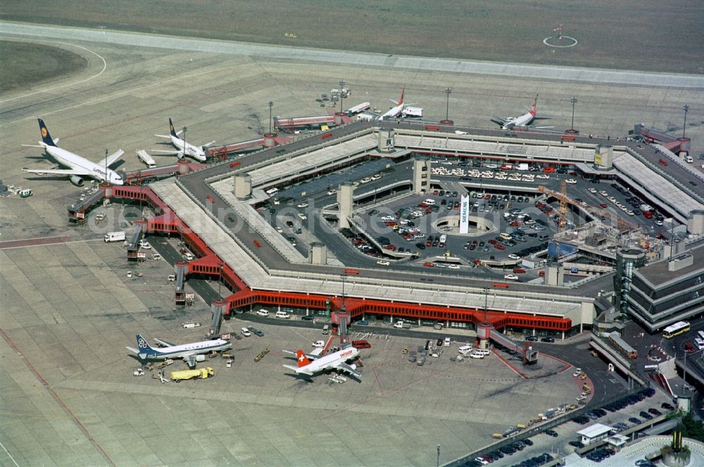 Aerial image Berlin - Flight operations at the terminal of the airport Berlin - Tegel