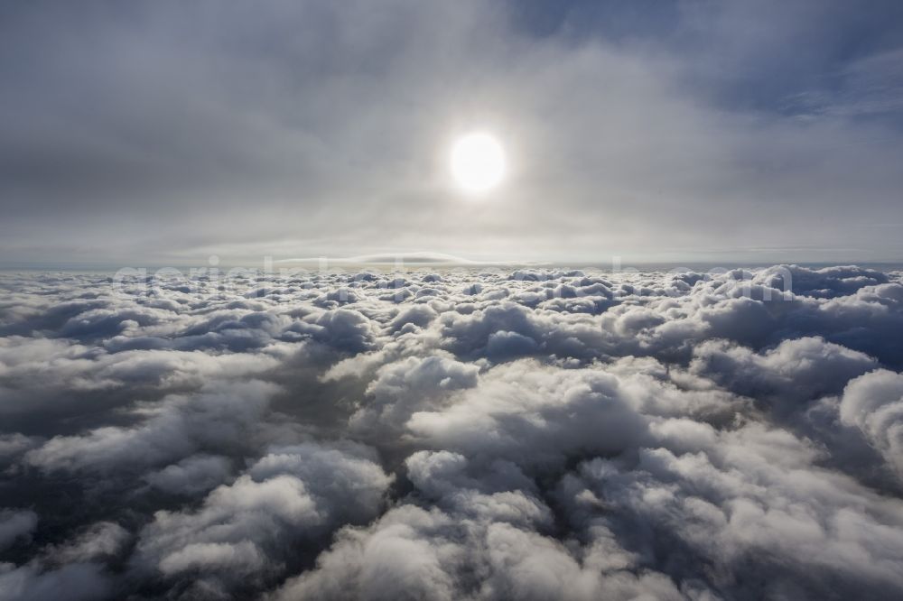 Neuenkirchen from the bird's eye view: Flight picture of the weather situation over the clouds in Neuenkirchen in North Rhine-Westphalia