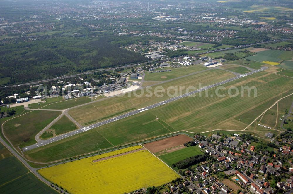 Aerial image Braunschweig - Blick auf den Flughafen Braunschweig - Wolfsburg. Kontakt: Flughafen Braunschweig-Wolfsburg GmbH, Lilienthalplatz 5, 38108 Braunschweig, Tel. +49 (0) 531 354 40-0; Fax +49 (0) 531 354 40-45, E-Mail: info@flughafen-braunschweig-wolfsburg.de