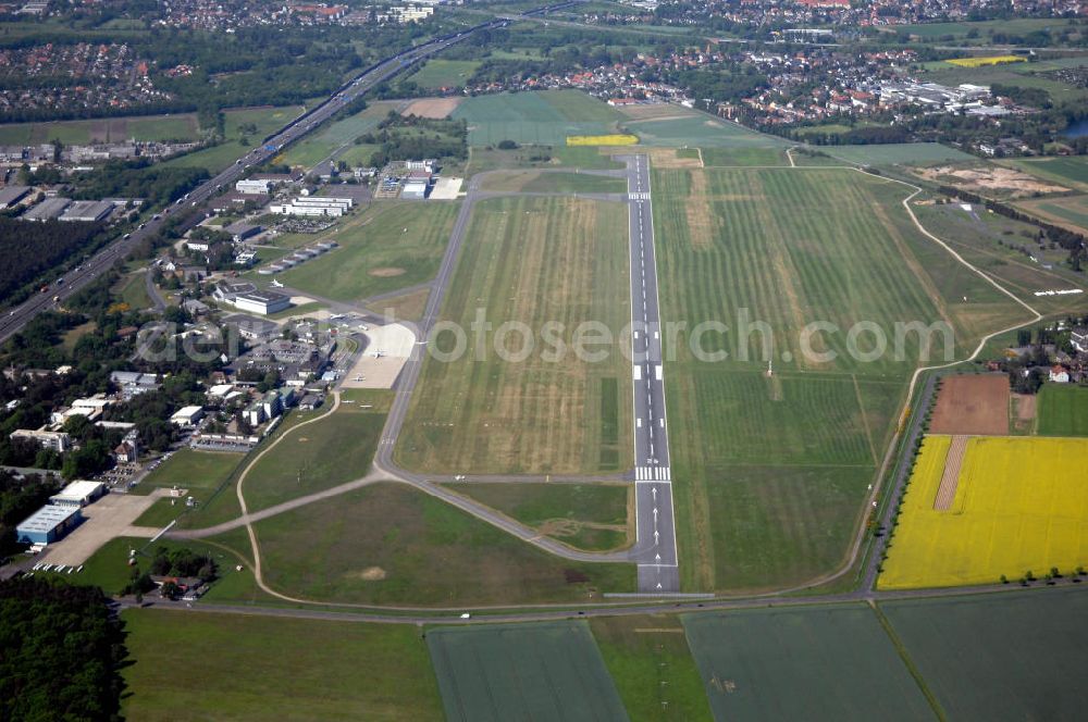 Braunschweig from above - Blick auf den Flughafen Braunschweig - Wolfsburg. Kontakt: Flughafen Braunschweig-Wolfsburg GmbH, Lilienthalplatz 5, 38108 Braunschweig, Tel. +49 (0) 531 354 40-0; Fax +49 (0) 531 354 40-45, E-Mail: info@flughafen-braunschweig-wolfsburg.de