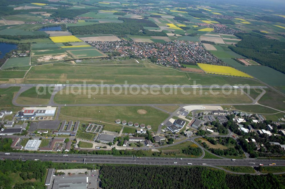 Aerial image Braunschweig - Blick auf den Flughafen Braunschweig - Wolfsburg. Kontakt: Flughafen Braunschweig-Wolfsburg GmbH, Lilienthalplatz 5, 38108 Braunschweig, Tel. +49 (0) 531 354 40-0; Fax +49 (0) 531 354 40-45, E-Mail: info@flughafen-braunschweig-wolfsburg.de