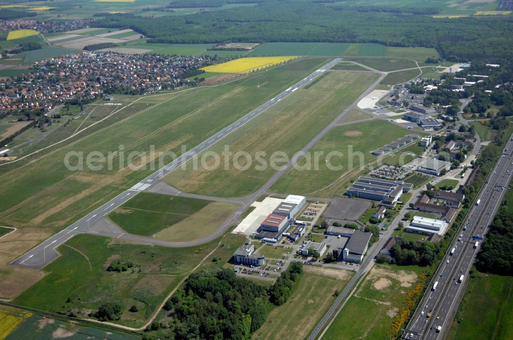 Braunschweig from the bird's eye view: Blick auf den Flughafen Braunschweig - Wolfsburg. Kontakt: Flughafen Braunschweig-Wolfsburg GmbH, Lilienthalplatz 5, 38108 Braunschweig, Tel. +49 (0) 531 354 40-0; Fax +49 (0) 531 354 40-45, E-Mail: info@flughafen-braunschweig-wolfsburg.de