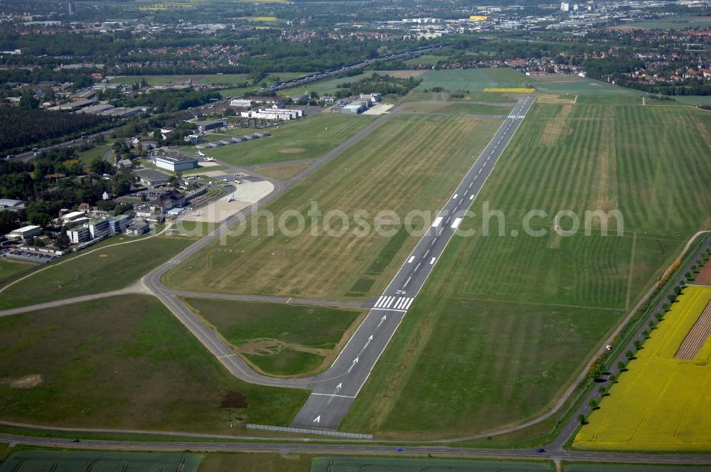 Aerial image Braunschweig - Blick auf den Flughafen Braunschweig - Wolfsburg. Kontakt: Flughafen Braunschweig-Wolfsburg GmbH, Lilienthalplatz 5, 38108 Braunschweig, Tel. +49 (0) 531 354 40-0; Fax +49 (0) 531 354 40-45, E-Mail: info@flughafen-braunschweig-wolfsburg.de