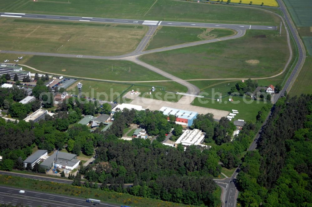 Braunschweig from the bird's eye view: Blick auf den Flughafen Braunschweig - Wolfsburg. Kontakt: Flughafen Braunschweig-Wolfsburg GmbH, Lilienthalplatz 5, 38108 Braunschweig, Tel. +49 (0) 531 354 40-0; Fax +49 (0) 531 354 40-45, E-Mail: info@flughafen-braunschweig-wolfsburg.de