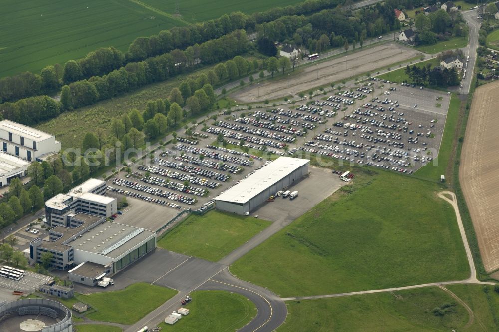 Aerial image Dortmund - View at an office building with hangar at the Airport 21 called Dortmund airport in the federal state North Rhine-Westphalia