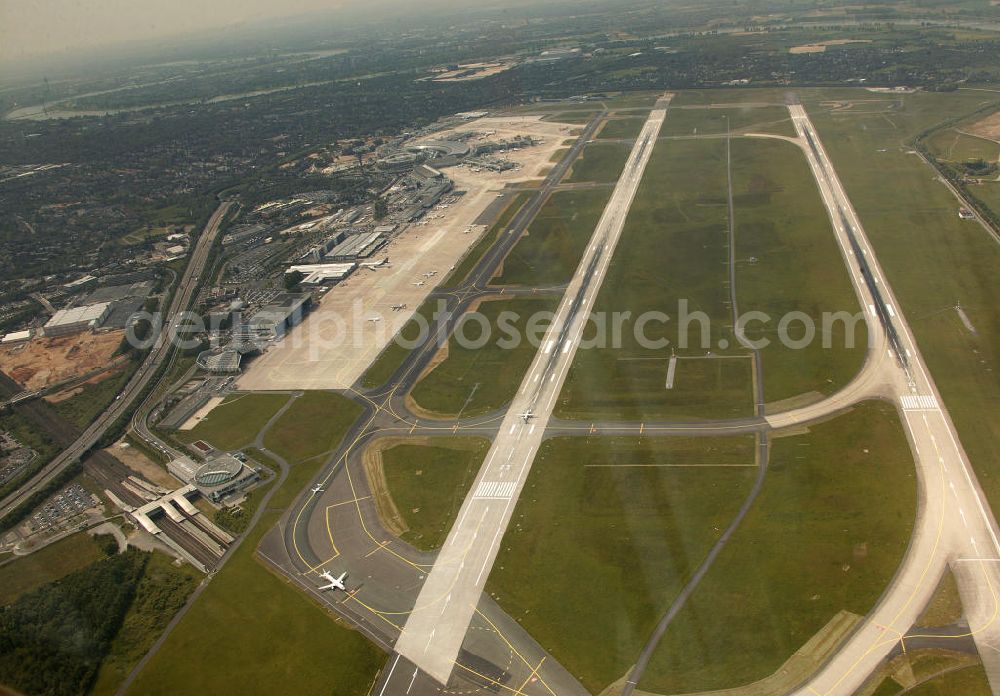 Düsseldorf from above - Blick auf den Flughafen von Düsseldorf. Duesseldorf airport.