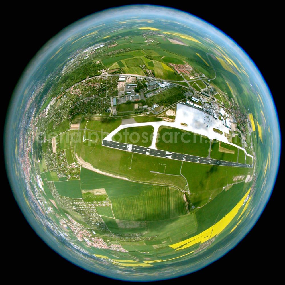 Aerial image Erfurt - Blick auf den Flughafen von Erfurt durch ein Fischaugenobjektiv.