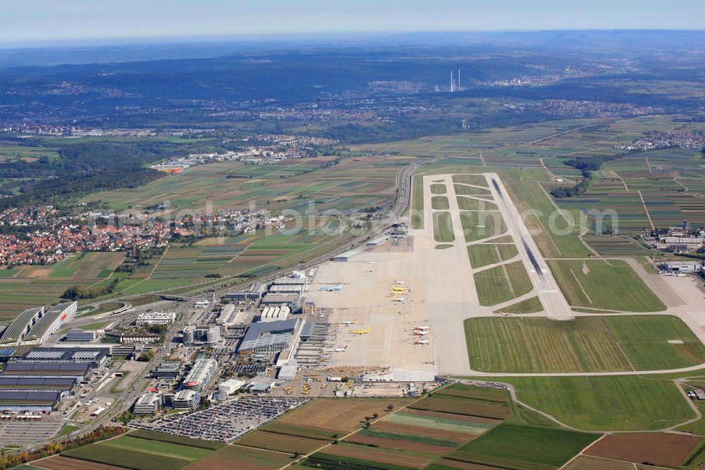 Stuttgart from above - Blick auf den Flughafen Stuttgart mit dem angrenzenden Messegelände. General view from the grounds of the airport Stuttgart.