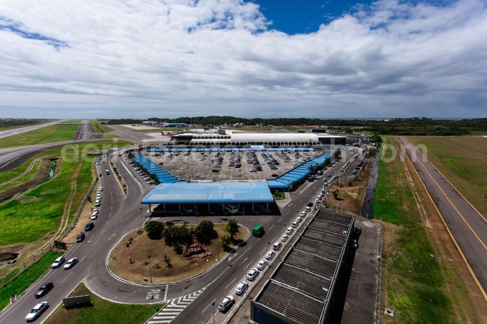 Aerial image Salvador - Airport, runways and terminals of the International Airport of Salvador in the state of Bahia in Brazil