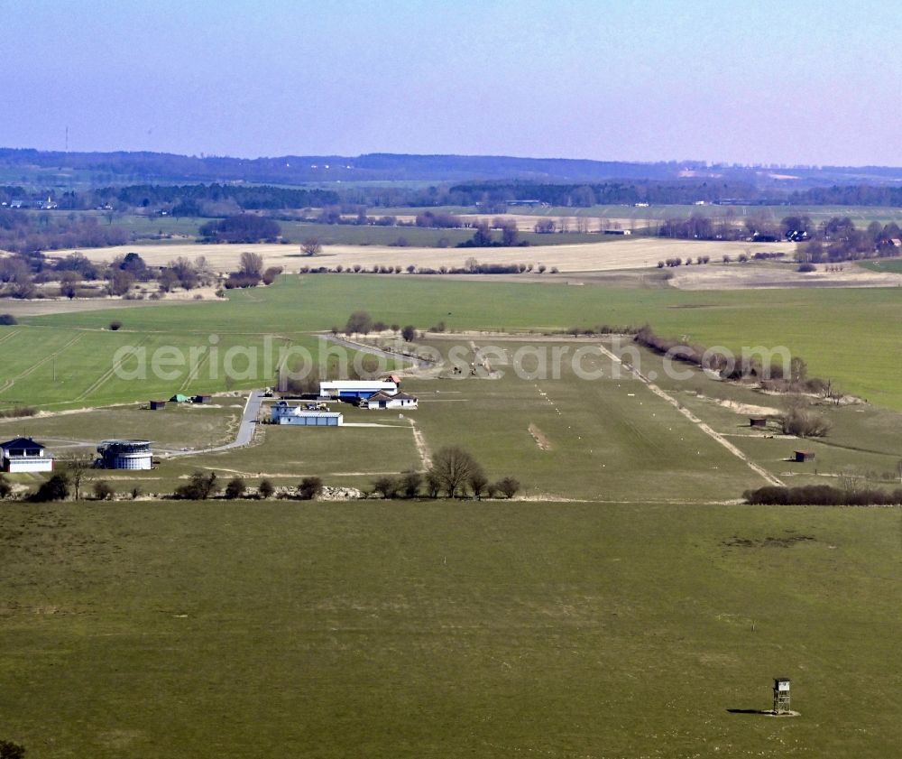 Bastorf from above - Runway with tarmac terrain of airfield Rerik in Bastorf in the state Mecklenburg - Western Pomerania, Germany