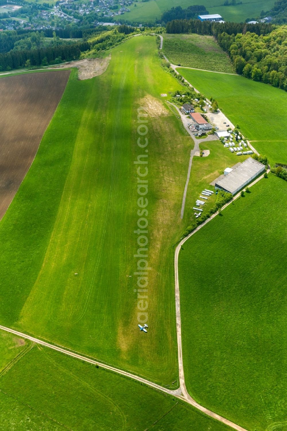 Bergneustadt from the bird's eye view: Airfield Bergneustadt at Bergneustadt in the state of North Rhine-Westphalia