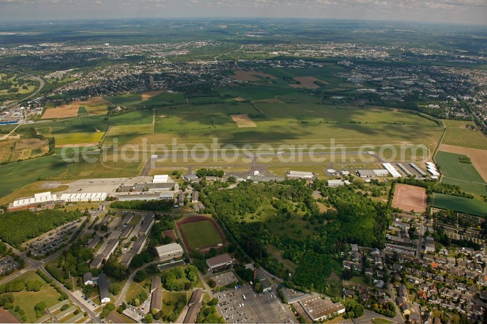 Bonn from above - View of the airfield Bonn / Hangelar in the state North Rhine-Westphalia