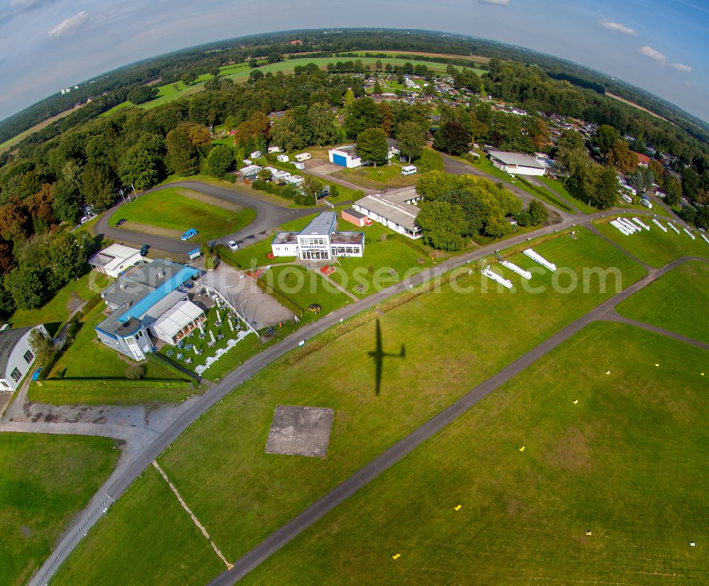 Borkenberge from above - Runway with tarmac terrain of airfield Borkenberge in Borkenberge in the state North Rhine-Westphalia, Germany