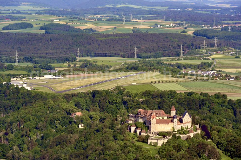 Aerial image Coburg - Runway with tarmac terrain of airfield Coburg-Brandensteinsebene in Coburg in the state Bavaria, Germany