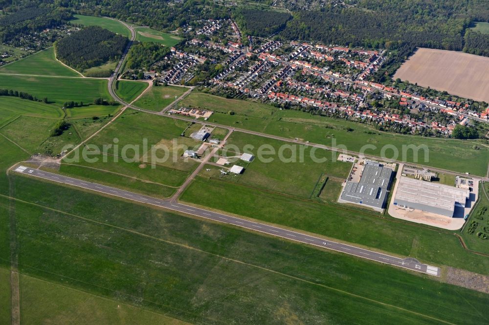 Dessau-Roßlau from the bird's eye view: Airfield Dessau of Dessau-Rosslau in the state Saxony-Anhalt