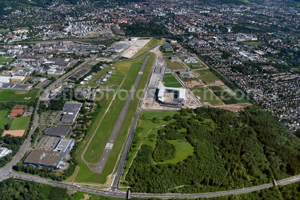 Aerial photograph Freiburg im Breisgau - Runway with tarmac terrain of airfield (EDTF) in Freiburg im Breisgau in the state Baden-Wurttemberg, Germany